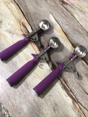 Set of 3 Vollrath 47147 Size 40 Disher Scoop 3/4 oz Stainless Steel Orchid NSF